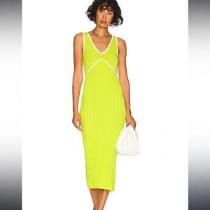 Solid & Striped Aubrey knit sleeveless midi Dress in Pear bright yellow sz large